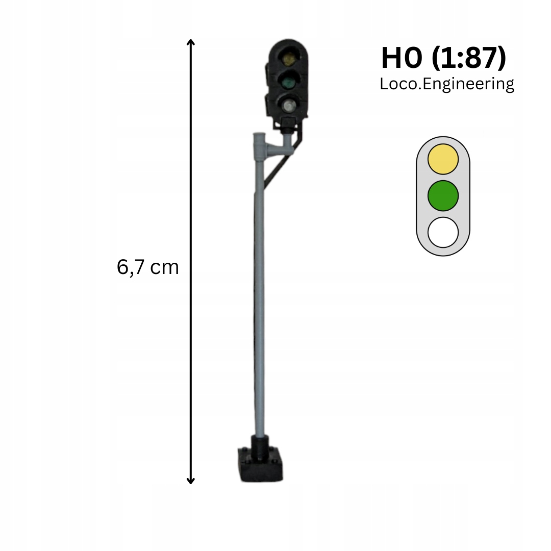 3 Aspect Railway Signal, H0, Right, Polish Railways